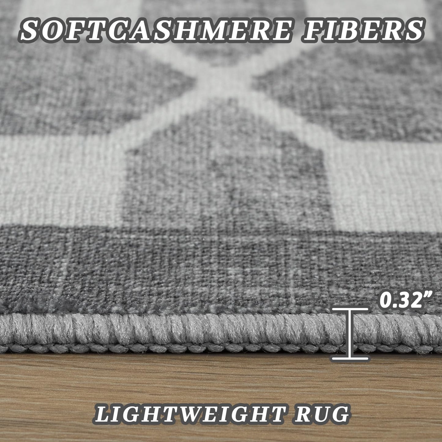 Woottpe 5x7 Light Grey Area Rugs for Living Room, Machine Washable Non-Slip Backing Low Pile Indoor Floor Rugs, Large Modern Carpet for Bedroom Entryway Classroom Playroom Dining Room Home Decor