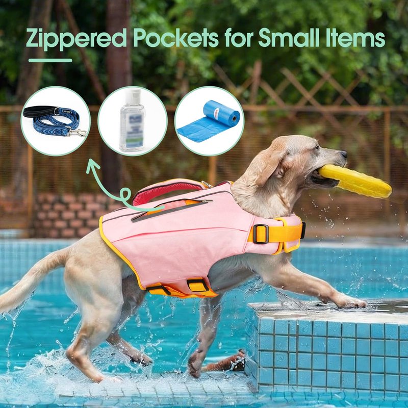 Kuoser Dog Life Jacket, High Flotation Swim Vest for Water Active