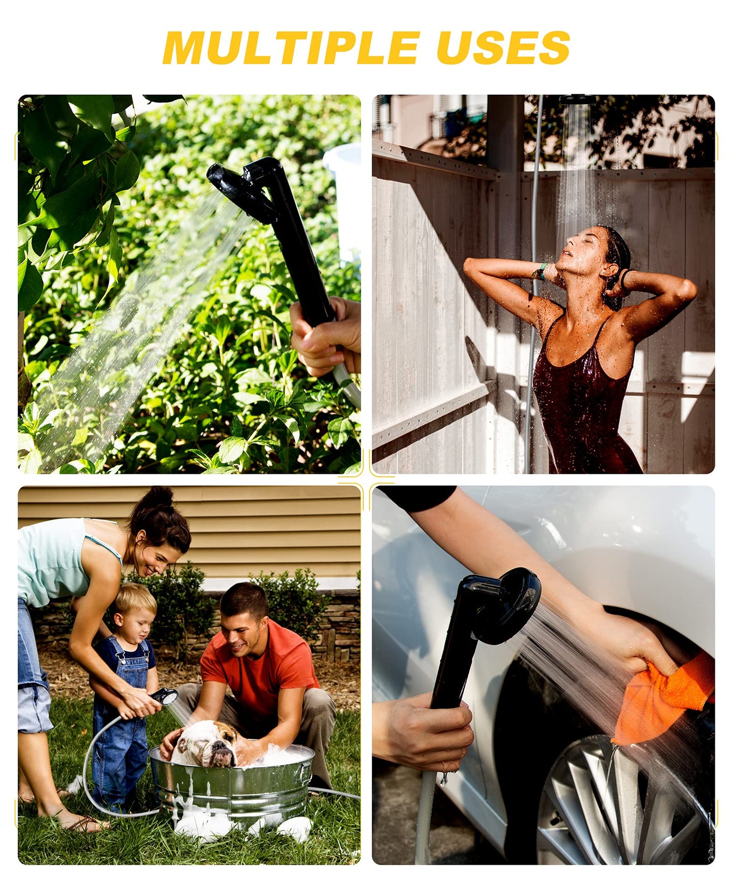 anngrowy Portable Shower for Camping - Battery Powered Compact Handheld Outdoor Rechargeable Showerhead Camp Shower Pump Electric Portable Shower Head for Pet Cleaning Beach Washing Hiking Traveling