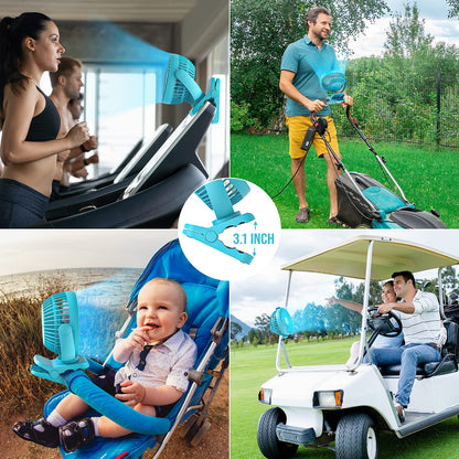 BLBS Clip on Fan 65Hrs Camping Fan with LED Light, 12000mAh Battery Operated Fans & PortableFan Rechargeable, Small Desk Fans USB TravelFan for Tent Camping Golf Stroller, Blue