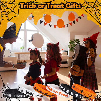 Halloween Rubber Bracelets 30 PCS Bulk Halloween Party Favors Supplies Silicone Wristbands for Gifts Toys Goodie Bag Fillers Stuff Classroom Prizes for Kids Teens Girls Boys