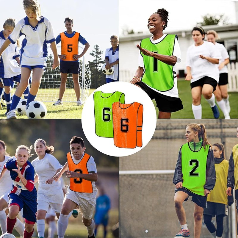 KisSealed 24 Pack Scrimmage Training Vest,Team Sports Pinnies Reversible Numbered Soccer Team Practice Penny Jerseys