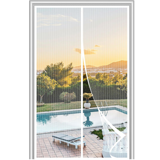 METAONLY Magnetic Screen Door Mesh, Works for Patio, Sliding Door, Keeps Bug Mosquito Out, Fresh Air Flow, Fits 36" x 82" Door - Curtain Size 38" x 84", White