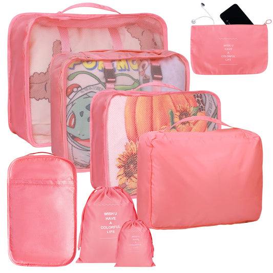 8 Set Packing Cubes for Suitcases, kingdalux Travel Luggage Packing Organizers with Laundry Bag, Compression Storage Shoe Bag, Clothing Underwear Bags, for Women & Man