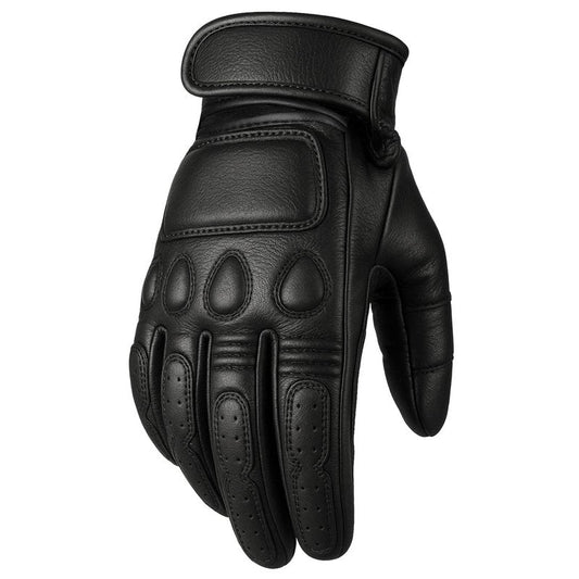 Jackets 4 Bikes Motorcycle Gloves - Goatskin Leather, Touchscreen, Classic Vintage Design for Men Women, Anti-Slip Protective Motorbike Cruiser Biker Glove Black L