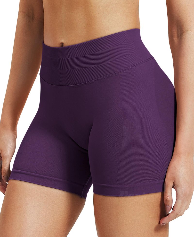 VOYJOY Women Workout Impact Shorts 2.5"/ 3.6"/ 4.5"/ 6" Scrunch Butt Lifting Gym Seamless Booty Biker Shorts Purple