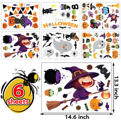 MISS FANTASY Halloween Window Clings - Halloween Window Decorations Stickers Decals Decor Cute Pumpkin Ghost Decor for Room Bathroom Kitchen