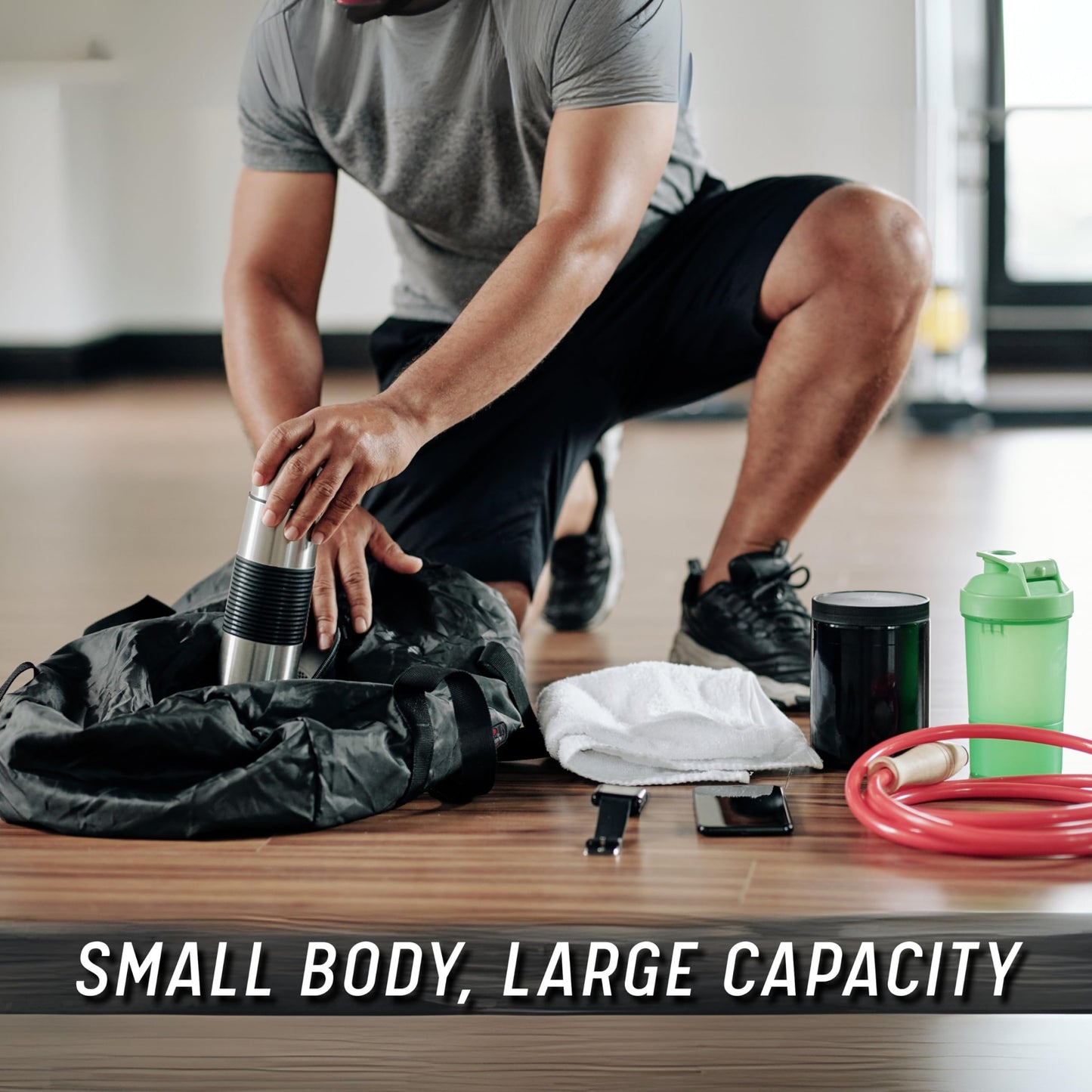 Gym Duffle Bag with Shoe Compartment Foldable Men Women Travel Fitness Holdall Barrel Sports Bags - Shoulder Strap Swimming Football Basketball Tennis Luggage Weekender Light Weight Dry Bags (Black)