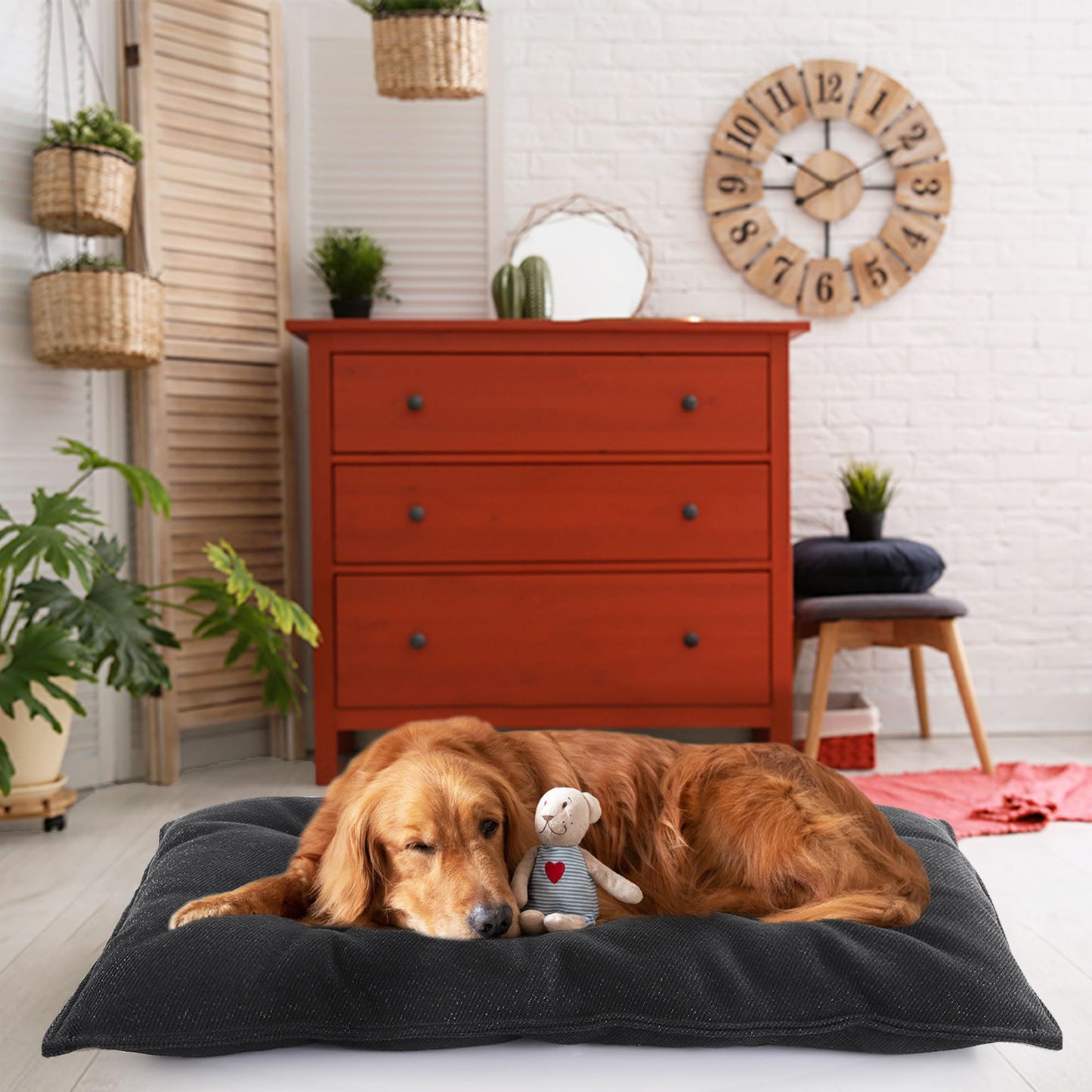 MABOZOO Indestructible Dog Bed - Chew Proof Crate Pad, Durable for Aggressive Chewers, Washable Mats for Small Puppy, Black, 17x23 in