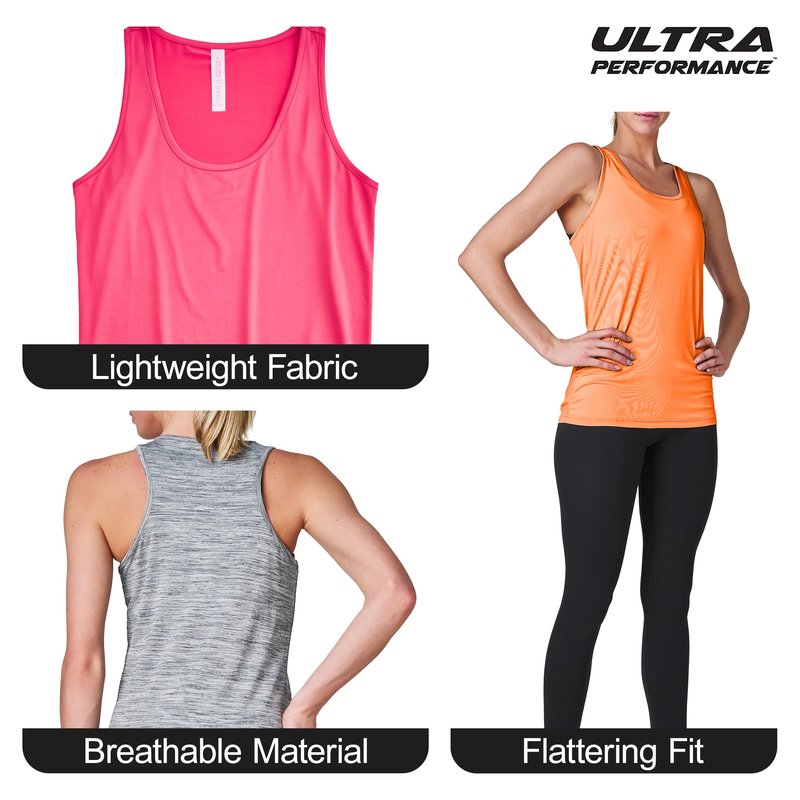 Ultra Performance Womens Athletic Workout Tank Tops 4 Pack Women's Running Shirts Casual Loose fit Gym Tanks for Women