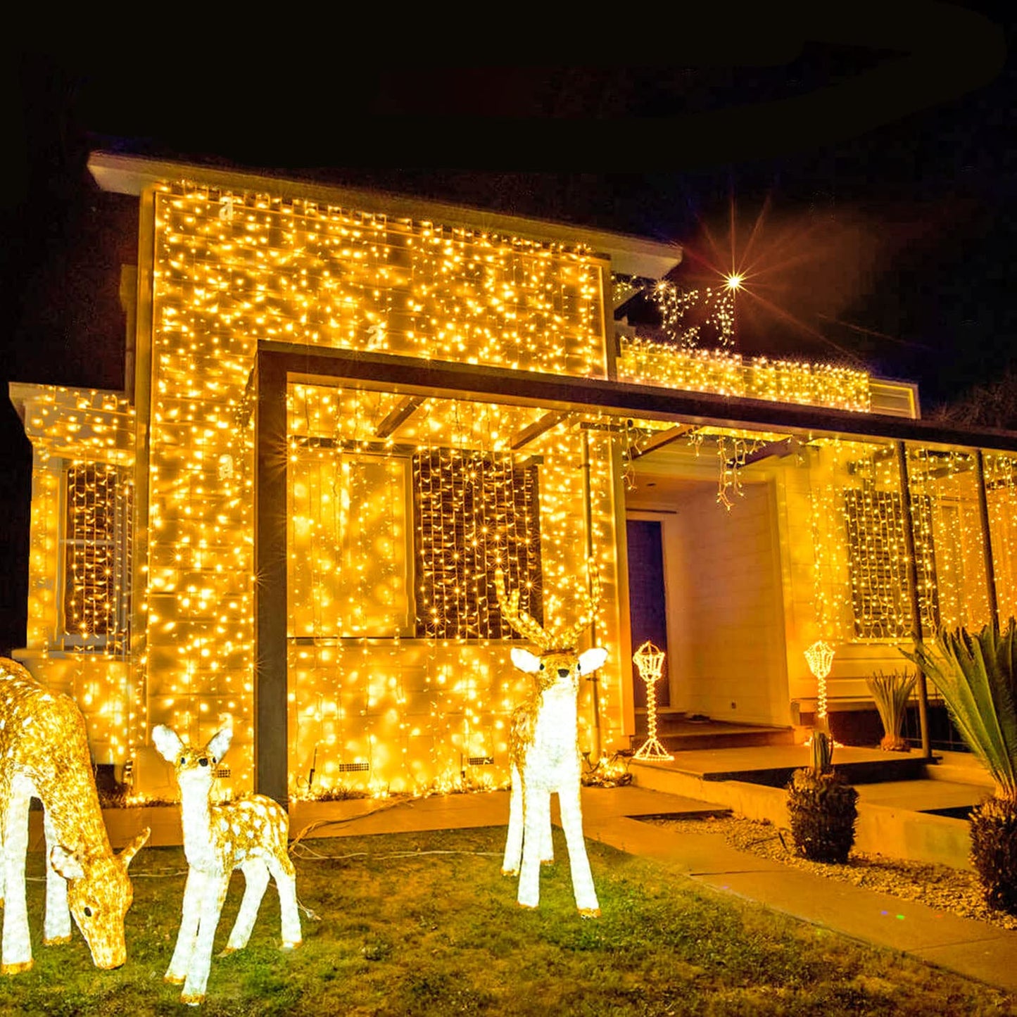 JMEXSUSS 168FT 600 LED Christmas Lights Outdoor Waterproof 8 Modes Indoor String Lights for Outside Warm White Christmas Tree Lights Plug in for Bedroom Wedding Party Holiday Classroom Decorations