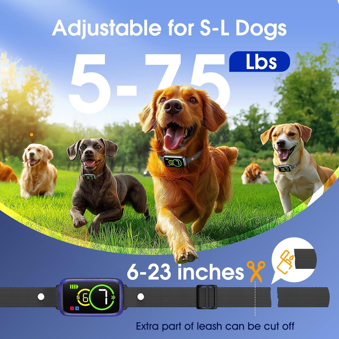 Bark Collar, Smart Dog Bark Collar, Automatic Bark Collar for Small Dogs 5-15lbs, Medium, Large Dogs, Humane Stop Anti-Barking with Beep, Vibration & 7 Adjustable Sensitivity, IP67
