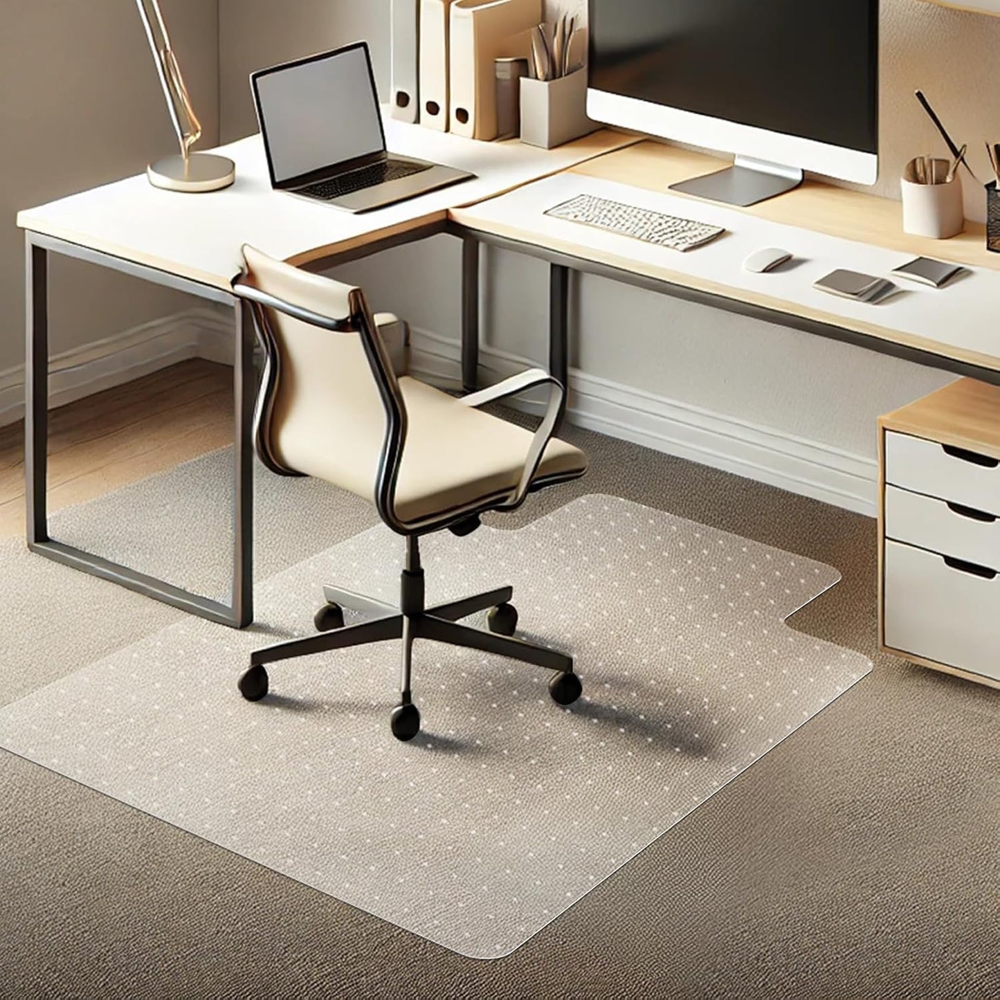 Azadx Chair Mat for Carpet 60"x 46" Large Office Chair Mat for Carpeted Floors, Carpet Protector Floor Mats on Low Pile Carpets Easy Glide Rolling Plastic Desk Computer Chairs Mats for Home