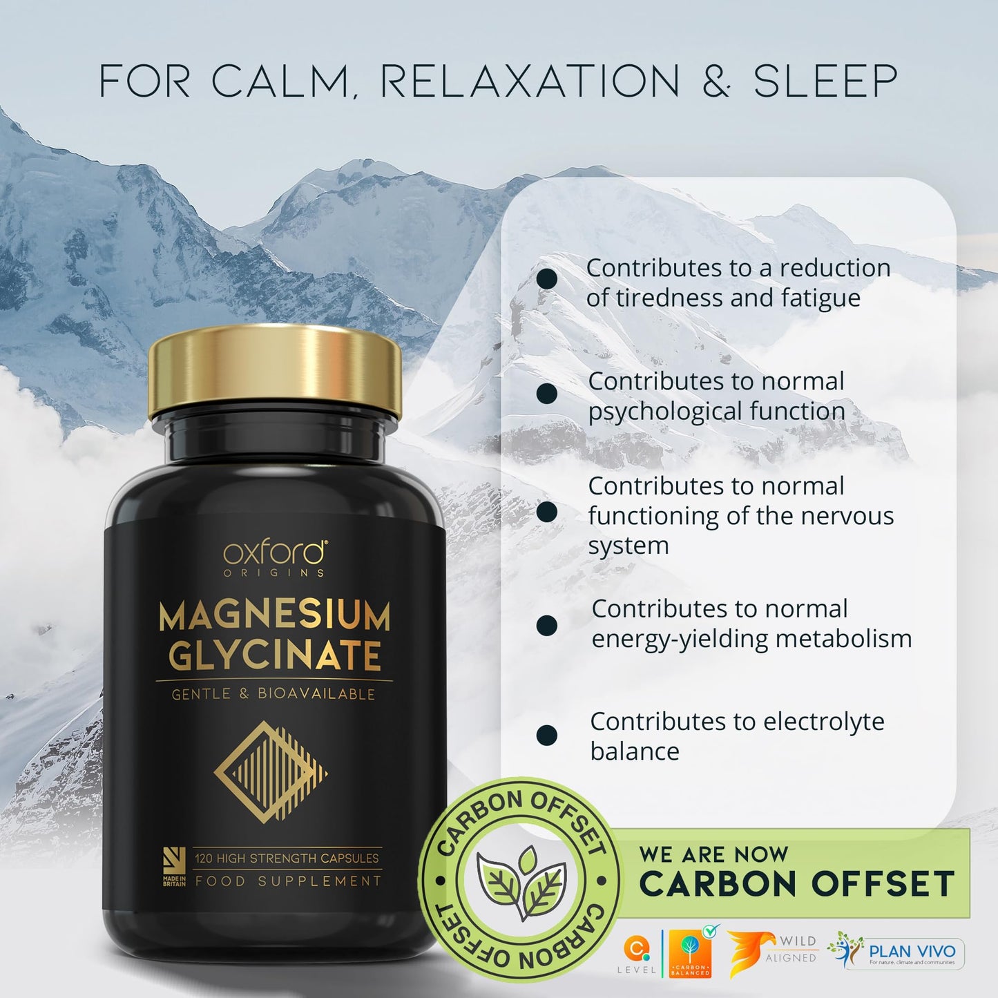 Advanced Magnesium Glycinate Capsules | Made in the UK | High Absorption Magnesium Supplements for Sleep, Mood, Muscle Cramps, Nervous System, and More | 1500mg Chelated Mag Biglycinate | 120 Capsules