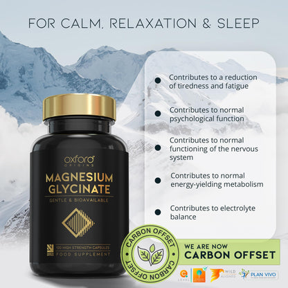 Advanced Magnesium Glycinate Capsules | Made in the UK | High Absorption Magnesium Supplements for Sleep, Mood, Muscle Cramps, Nervous System, and More | 1500mg Chelated Mag Biglycinate | 120 Capsules