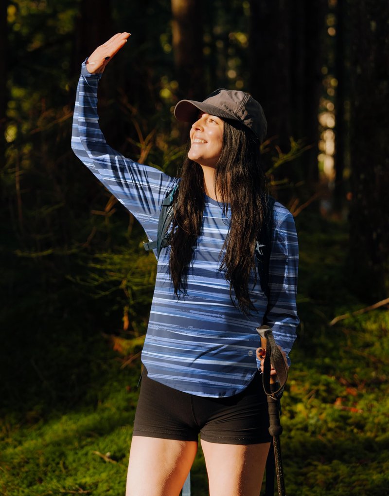 Women's Sun Shirts UPF 50+ Long Sleeve UV Protection Shirt Lightweight Quick Dry Workout Hiking Tops for Women(Ripple Blue,XXL)