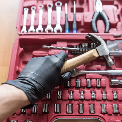 GLOVEWORKS Black Disposable Nitrile Industrial Gloves, 5 Mil, Latex & Powder-Free, Food-Safe, Textured, X-Large, Box of 100