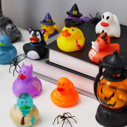 JOYIN 18 PCS Halloween Rubber Ducks, Halloween Ducks for Halloween Goodie Bag Fillers, Rubber Duckies Baby Bath Toys for Halloween Party Favors Decorations, School Classroom Game Prizes