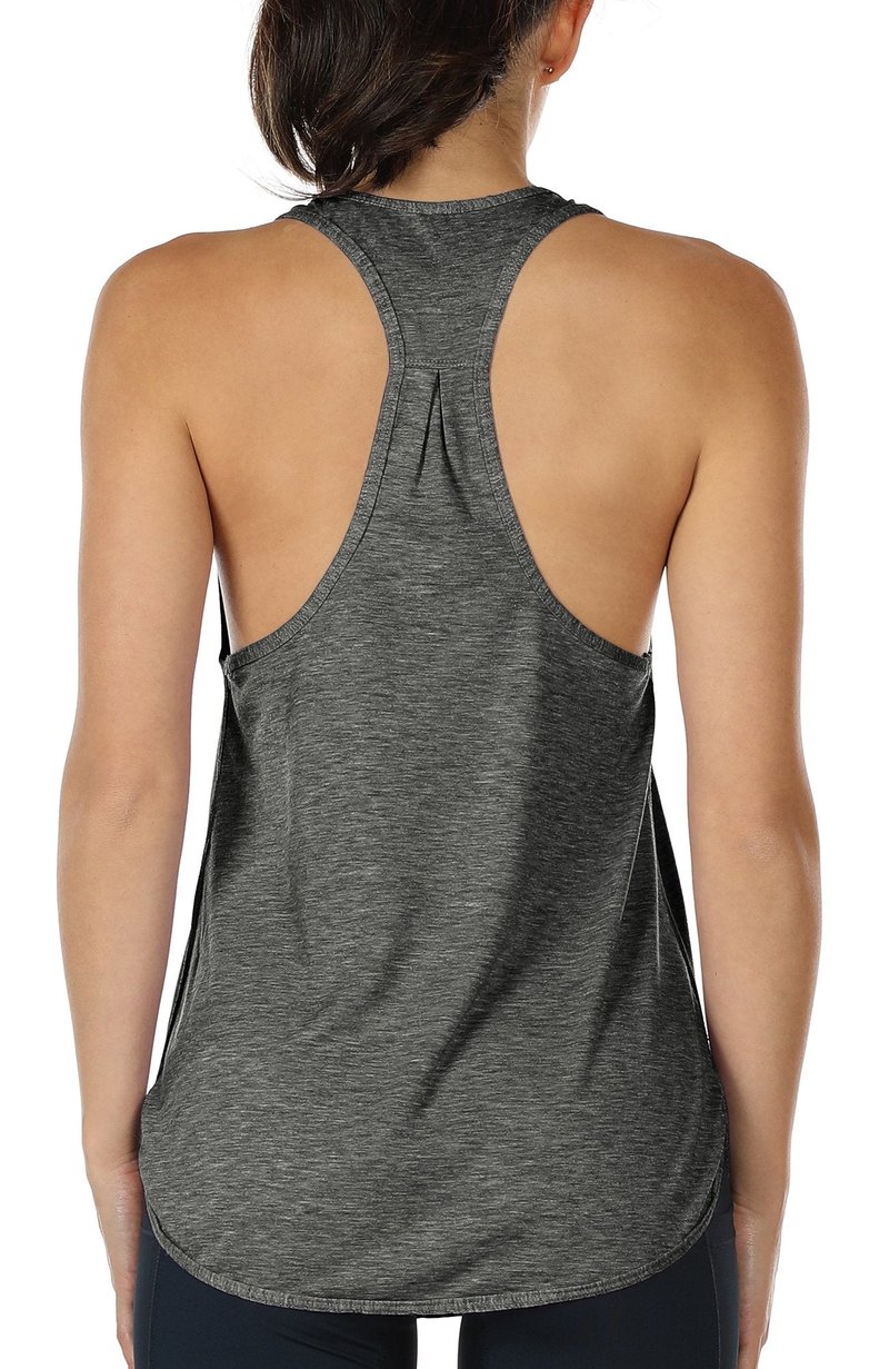 icyzone Workout Tank Tops for Women - Athletic Yoga Tops, Racerback Running Tank Top Loose Fit (M, Charcoal)