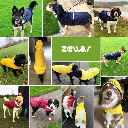 Zellar Dog Raincoat with Hood, Collar Hole, 100% Waterproof Ultra-Light Breathable Rainwear Rain Jacket with Safe Reflective Strips for Medium to Large Dog, Yellow, 5XL