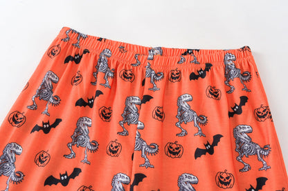 UNICABBIT21 Pajamas for Boys Cute Black Dinosaur Halloween Long Sleeve and Pants Sleepwear 2-pieces Big Kids PJS Clothes Size 6