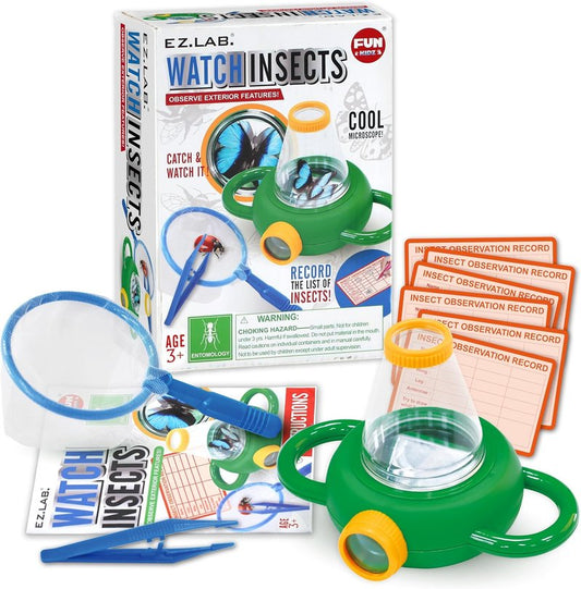 Bug Catcher Kit for Kids - Outdoor Science Activity with Magnified Viewer | Includes Net, Tweezers & Record Lists for Ages 3-12