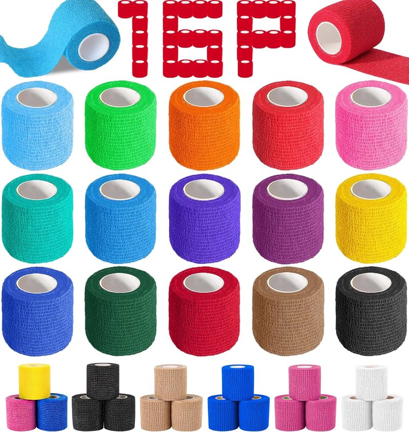 Self Adhesive Bandage Wrap - 16 Pack Elastic Cohesive Tape | 2" X 5 Yards, Colorful Athletic & Vet Wrap
