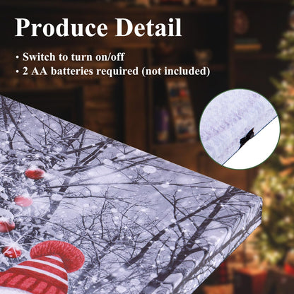 NIKKY HOME LED Christmas Picture Christmas Tree Picture Lighted Winter Pictures Wall Decor With Snowman Christmas Wall Art Winter Scene Decor 12" X 16"