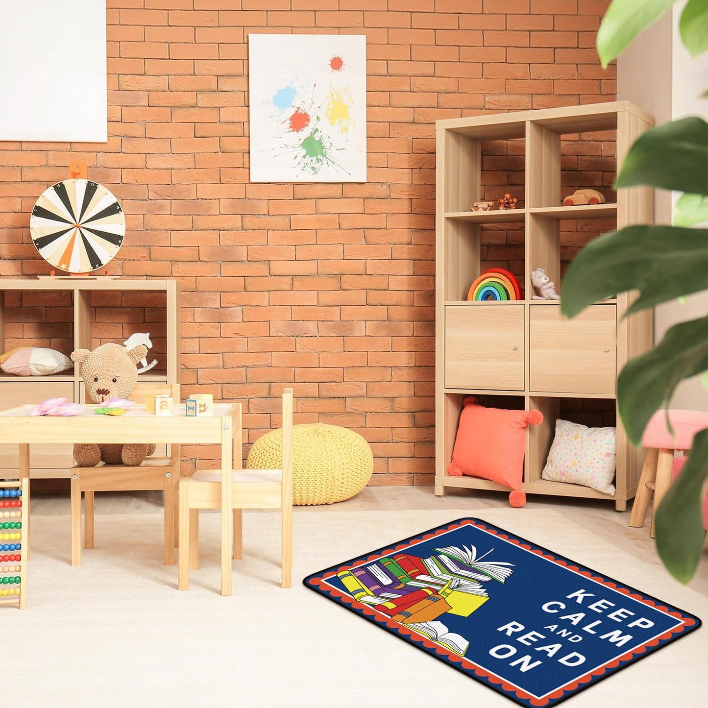 Dunzy Keep Calm and Read On Mat Classroom Calm Down Corner Rug 36" x 24" Non-Slip Carpets Black Rug for School Living Bedroom Playroom