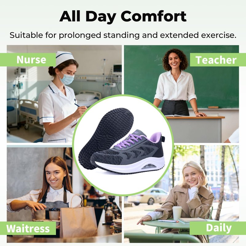 Wide Walking Shoes Women Arch Support Plantar Fasciitis Tennis Sneakers Orthotic Tennis Shoes for Workout Gym Purple Size 8.5