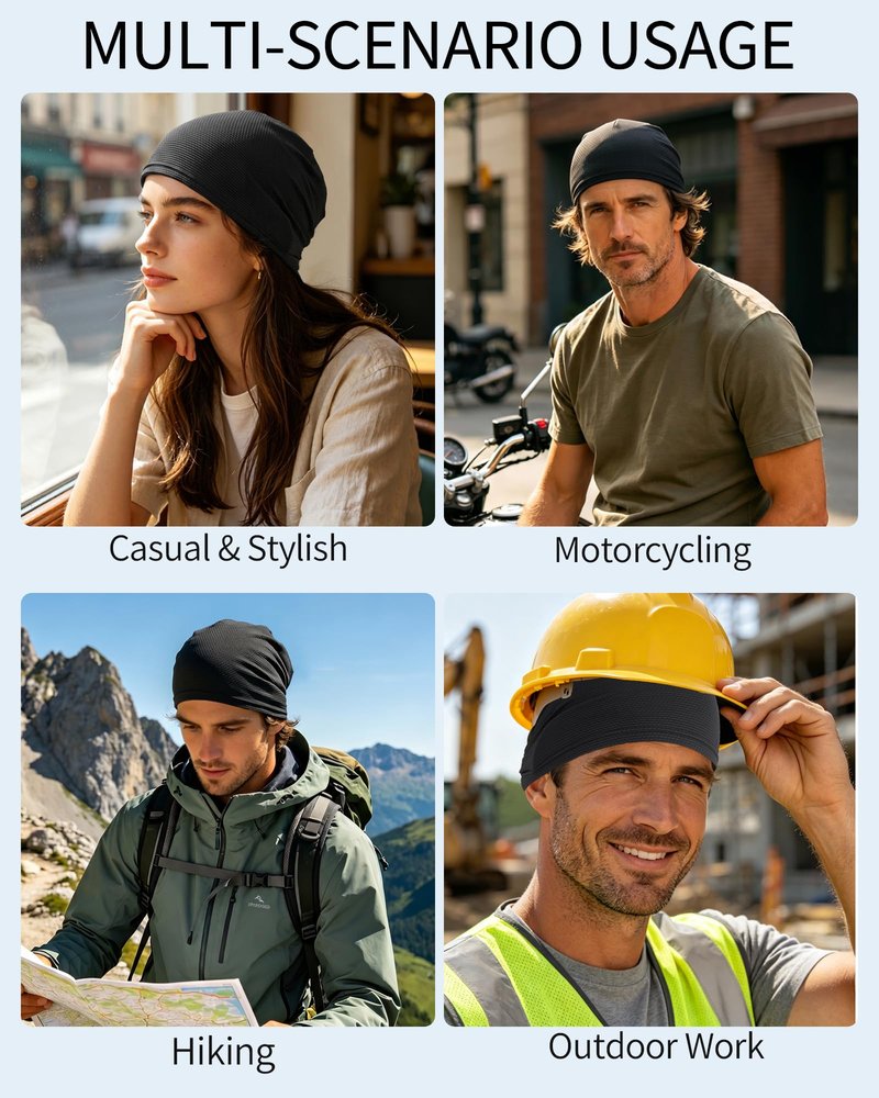 ROYBENS Cooling Skull Caps for Men & Women, Thin Breathable 3D Mesh Cycling Running Skull Cap for Sports, Gym & Summer, Under Helmet Sweat Liner Beanie Caps