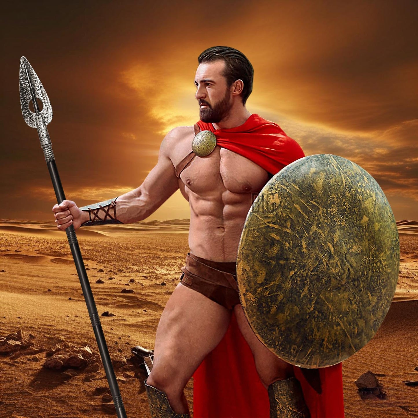 Spartan Spear 56In Medieval Roman Plastic Spear Prop Costume Accessory Weapon,Cosplay Vikings Role Play Decoration for Halloween Party