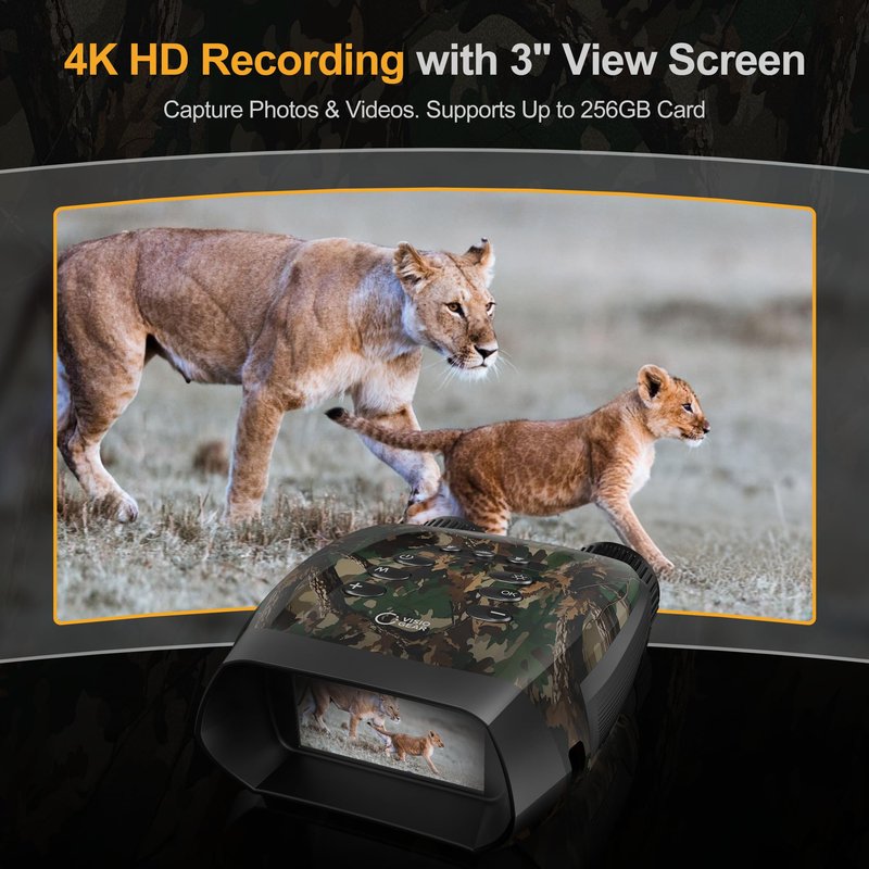 VisioGear Night Vision Binoculars - Night Thunder X3 4K Night Vision Goggles for Adults, AI Color Mode, 2000ft Range, 5000mAh Battery, 32GB Card for Camping & Hunting, Camouflage