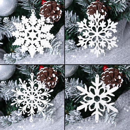 Glitter Snowflake Ornaments, 40pcs White Christmas Snowflakes Hanging Decorations for Xmas,Holiday and Party