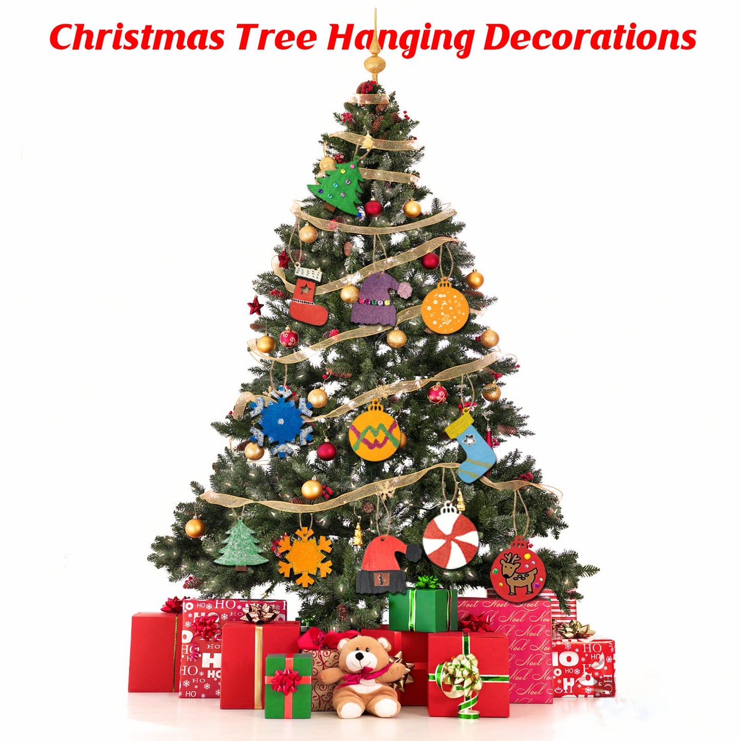 Collabell Christmas Wooden Painting Craft Kit, Paint Your Own Xmas Ornaments, Unfinished Wood Slices Christmas Crafts for Kids Adults, Art and Craft Supplies for Christmas Tree Hanging Decorations