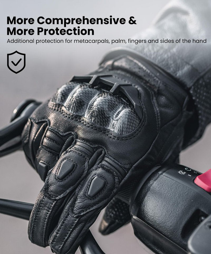 ILM Air Flow Leather Motorcycle Gloves Touchscreen for Men and Women Model-GRC01 (L, Black)