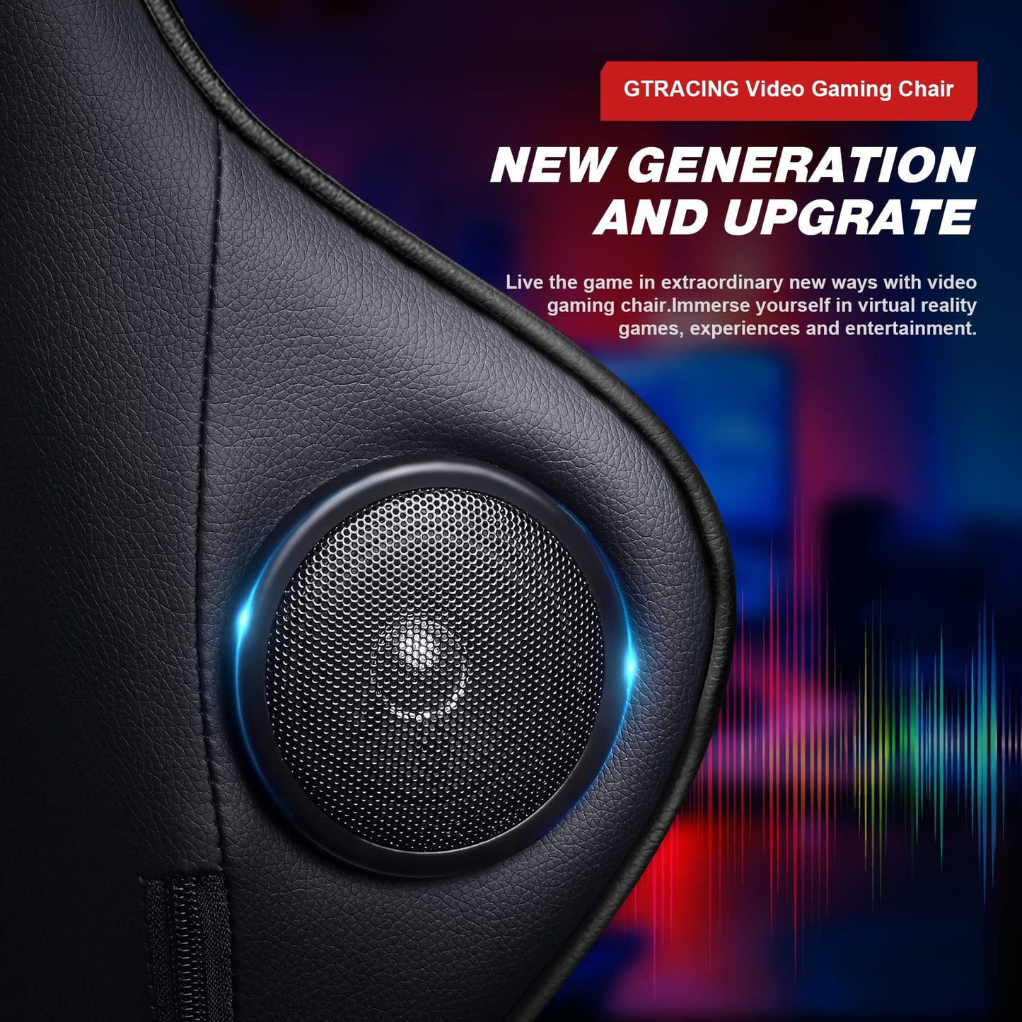 GTRACING Gaming Chair with Footrest Speakers Video Game Chair Bluetooth Music Heavy Duty Ergonomic Computer Office Desk Chair