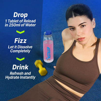 Fast&Up Reload Electrolyte Tablets, Mixed Berry Flavour, 80 Effervescent Tablets, Rapid Hydration & Energy, with Vitamin C & B12, Vegan