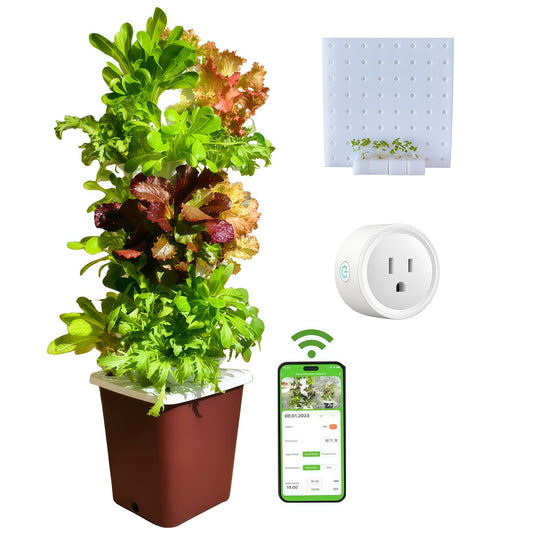 LnzyGarden 35-Pod Hydroponic Growing Tower for Indoor & Outdoor Gardening, 7-Layer Vertical Garden System with Smart Timer Watering, Beginner-Friendly Herb & Vegetable Planter