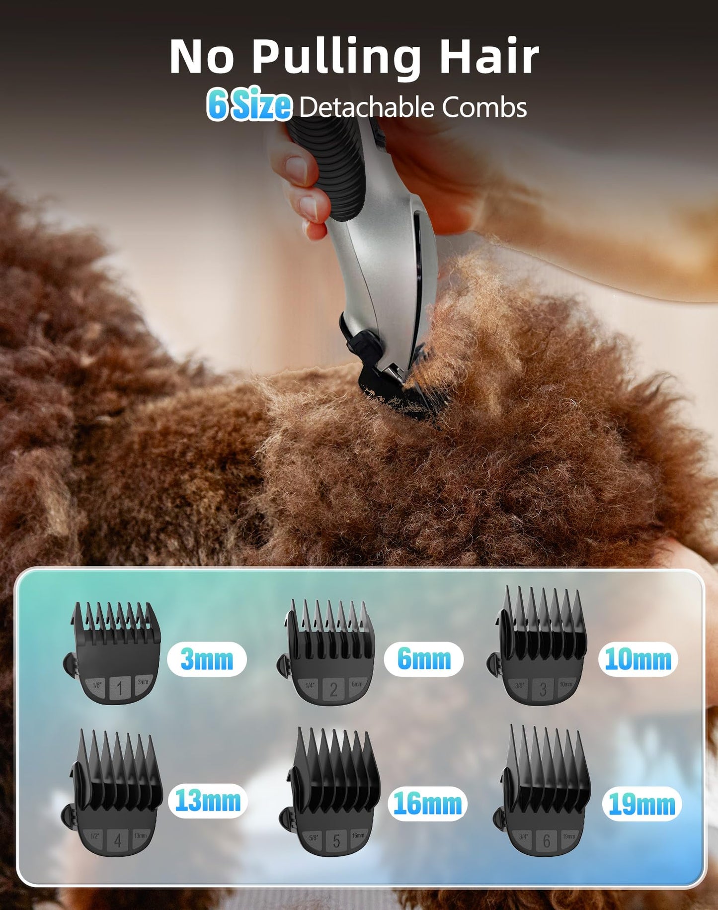 Dog Grooming Kit Low Noise，Cordless 4 in 1 Dog Clippers for Grooming Rechargeable Pet Cat Hair Trimmer with 2 Speed,6 Guards,Scissors,Comb for Small Medium Large Pets Dogs Cats Thick Hair Cutting