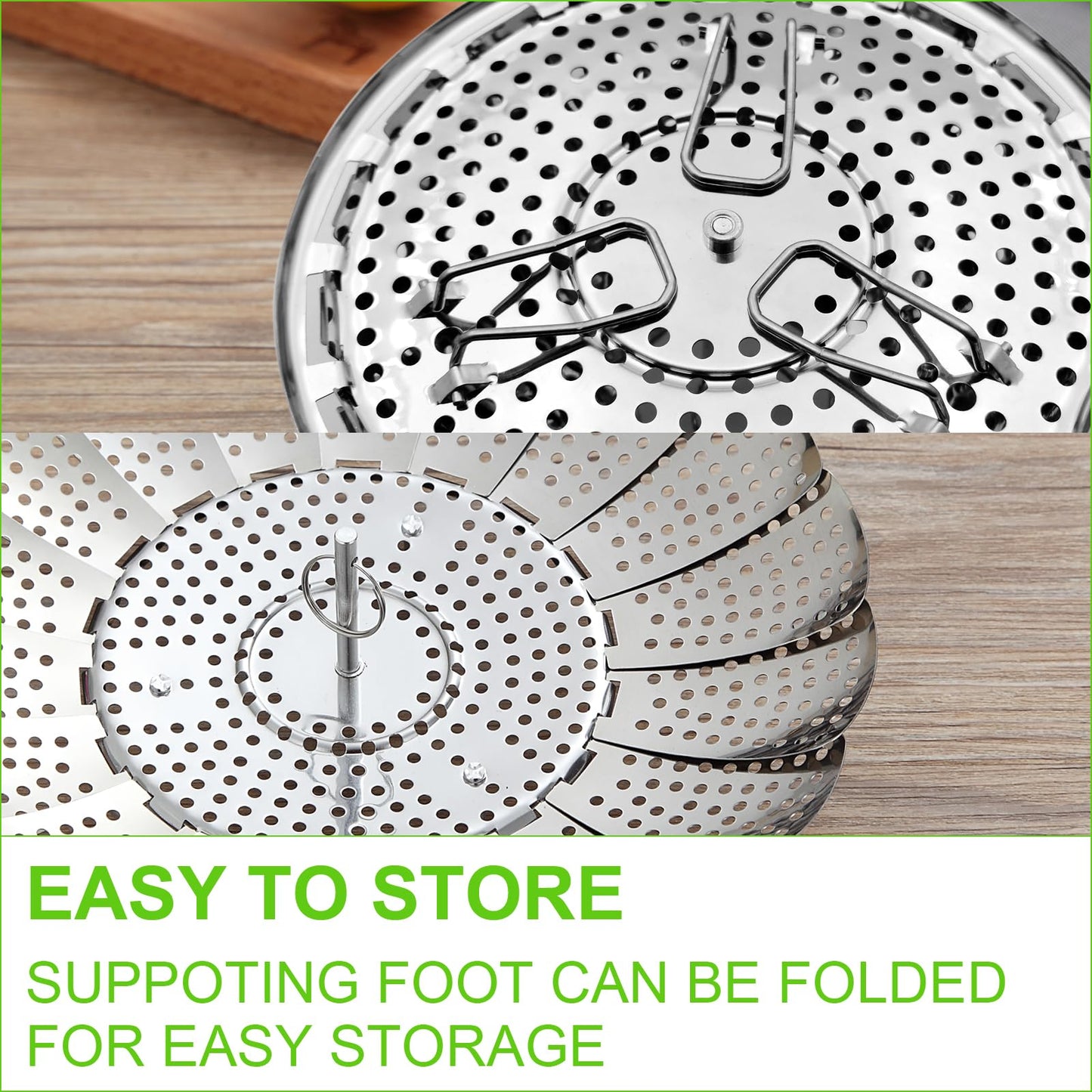 Vegetable Steamer Basket for Cooking, Stainless Steel Veggie Fish Food Steamer Basket, Folding Expandable Steamers to Fit Various Size Pot