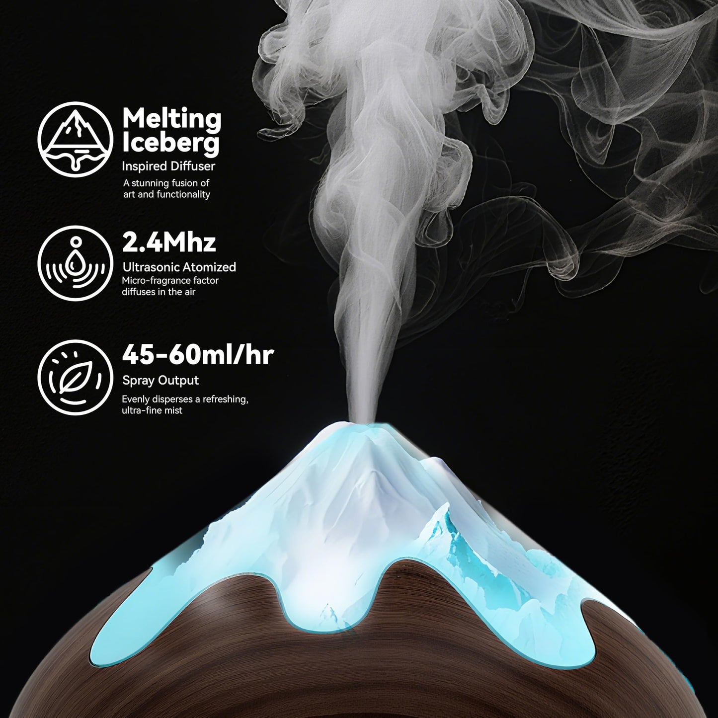 Essential Oil Diffuser for Home 500ML, Ultrasonic Large Diffuser Oil Machine with Remote Control, Aromatherapy Diffusers for Home Office Room, Aroma Diffuser with 14 Color LED & 2 Mist Mode, Brown