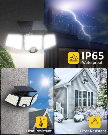 Lepro Solar Security Lights, 1000LM Solar Floodlights Motion Sensor with 360 Degree 3 Adjustable Heads, IP65 Waterproof, Wide Lighting Angle Solar Lights Outdoor for Yard Garage Pathway