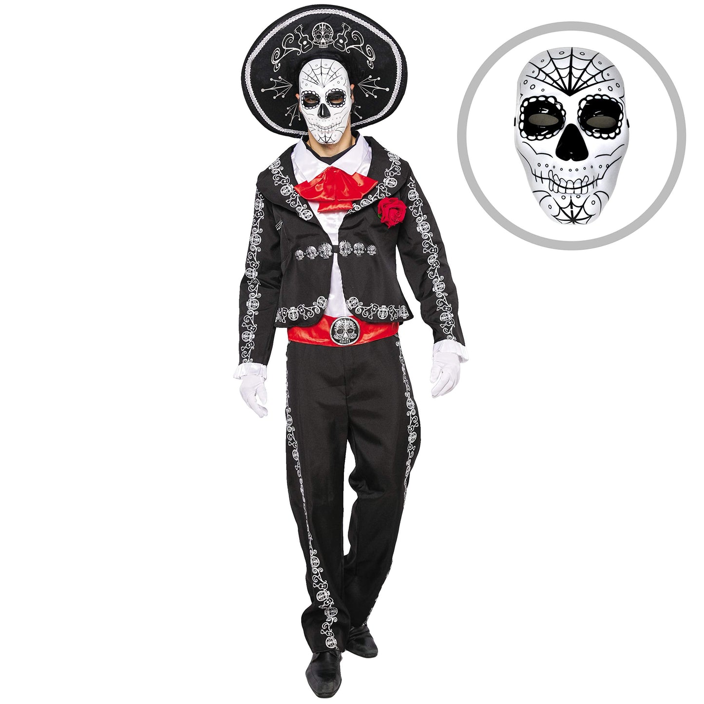 Spooktacular Creations Halloween Mens Day of The Dead Costume, Mariachis Skeleton Costume for Halloween Parties, Cosplay Party (XX-Large)