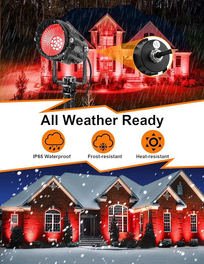 Christmas Red Landscape Lights Outdoor, 14 LED Landscape Lighting with US Plug, IP65 Waterproof Spotlights for Tree Yard Garden Pathway Halloween Decor 4 Pack