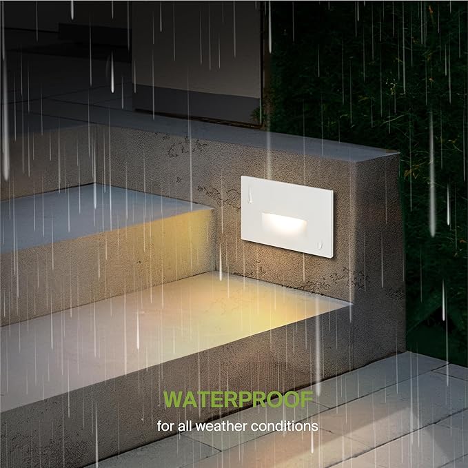 ASD LED Recessed Step Light Fixture, Outdoor & Indoor Tread Lighting | RGBW, Smart, Waterproof, ETL Listed | 3W 60LM RGB-2700K-6500K 120V | Staircase Hardwired Illumination | White, 24 Pack