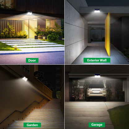 Solar Lights Outdoor Garden 185 LED Motion Sensor Security Lights, Solar Powered Wall Lighting with 3 Modes, IP65 Waterproof, Ideal for Patio, Fence, Driveway – 2 Pack Cool White
