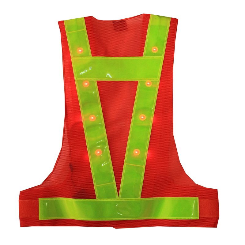 YOA 16 LED Light Up Reflective Safety Vest - High Visibility Warning Vest for Cycling Running Outdoor Night Activities (Orange)