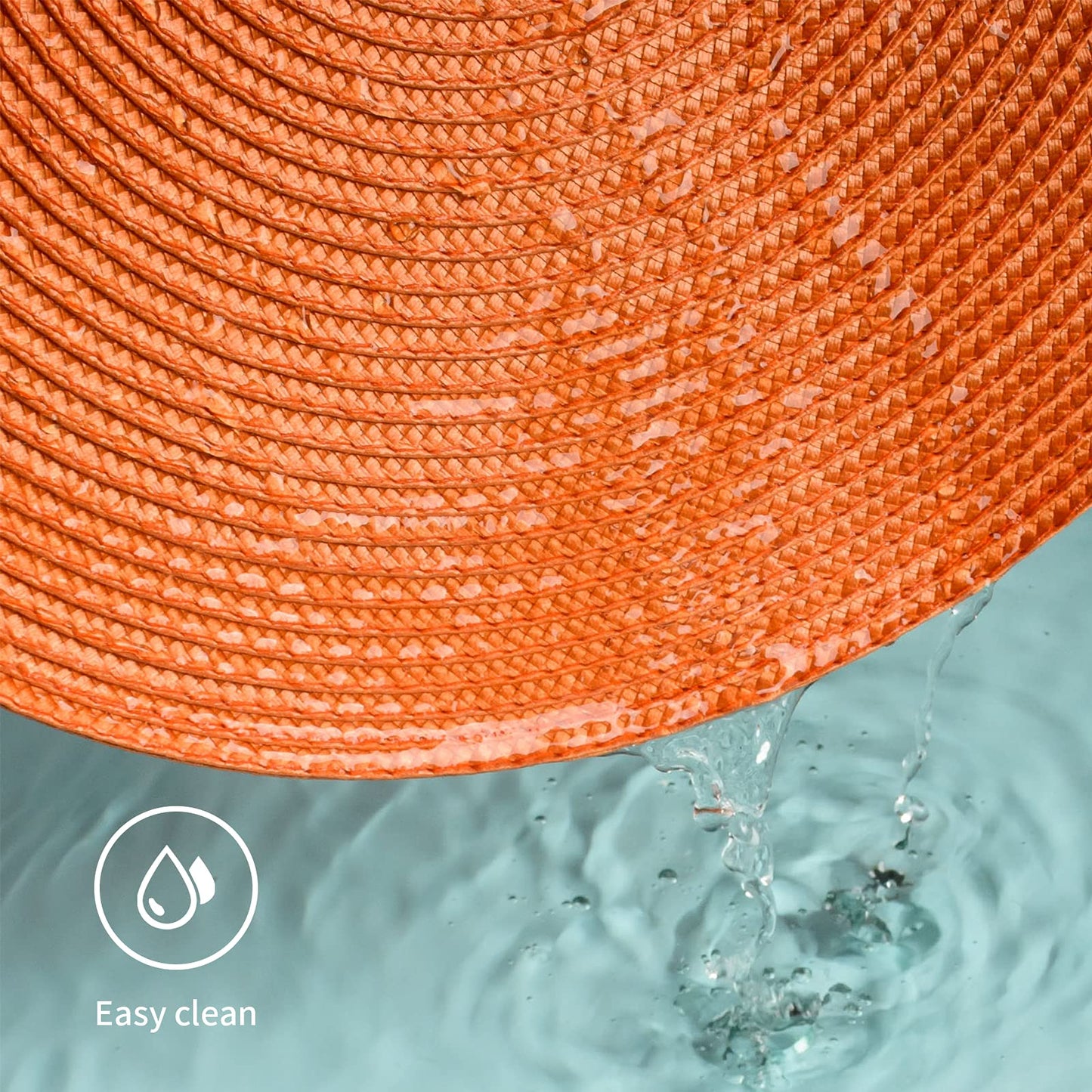 FunWheat Round Braided Placemats Set of 6 Table Mats for Dining Tables Woven Washable Non-Slip Place mats 15 inch(Orange, 6pcs)