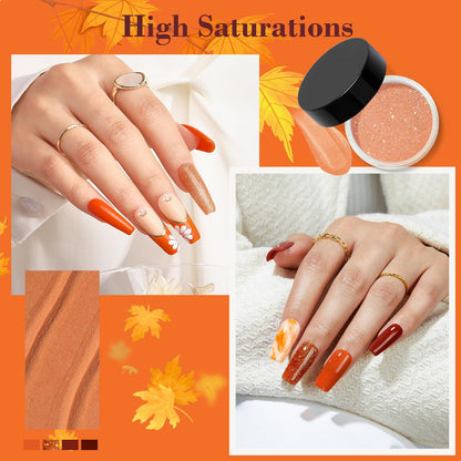 AZUREBEAUTY Dip Powder Nail Kit Starter, All Season Skin Tone Nude Brown 4 Colors Acrylic Dip Powder Liquid Set with Base/Top Coat Activator for French Nail Art Manicure DIY Salon Gifts